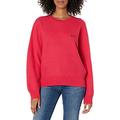 Armani Exchange Women's Pullover Crewneck with Embroidered Logo, Dropped Shoulder Relaxed Fit Sweater, Record, M