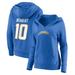 Women's Fanatics Branded Justin Herbert Powder Blue Los Angeles Chargers Player Icon Name & Number V-Neck Pullover Hoodie