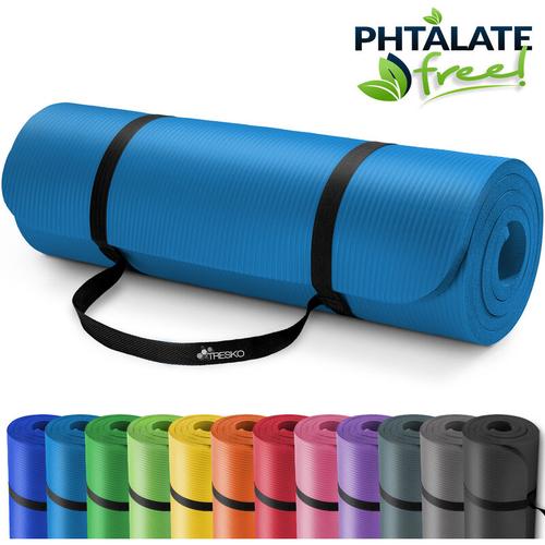 ® Yogamatte Fitnessmatte Gymnastikmatte Pilates Blau 190x100x1,5cm - Tresko