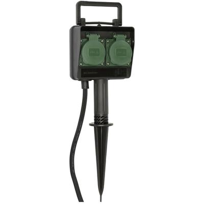 1154430 Gartensteckdose 2fach Schwarz, Grün mit Erdspieß - Brennenstuhl Image