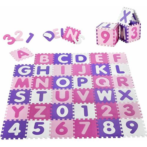 Kinder Puzzlematte Juna – rosa für Mädchen – 36 Teile mit Buchstaben A-Z & Zahlen 0-9 – ab 10