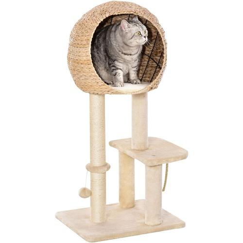 Katzenbaum Kratzbaum Kätzchen Möbel mit Katzenhöhle Ballspielzeug Sisal weiche Plüsch Höhe 100 cm