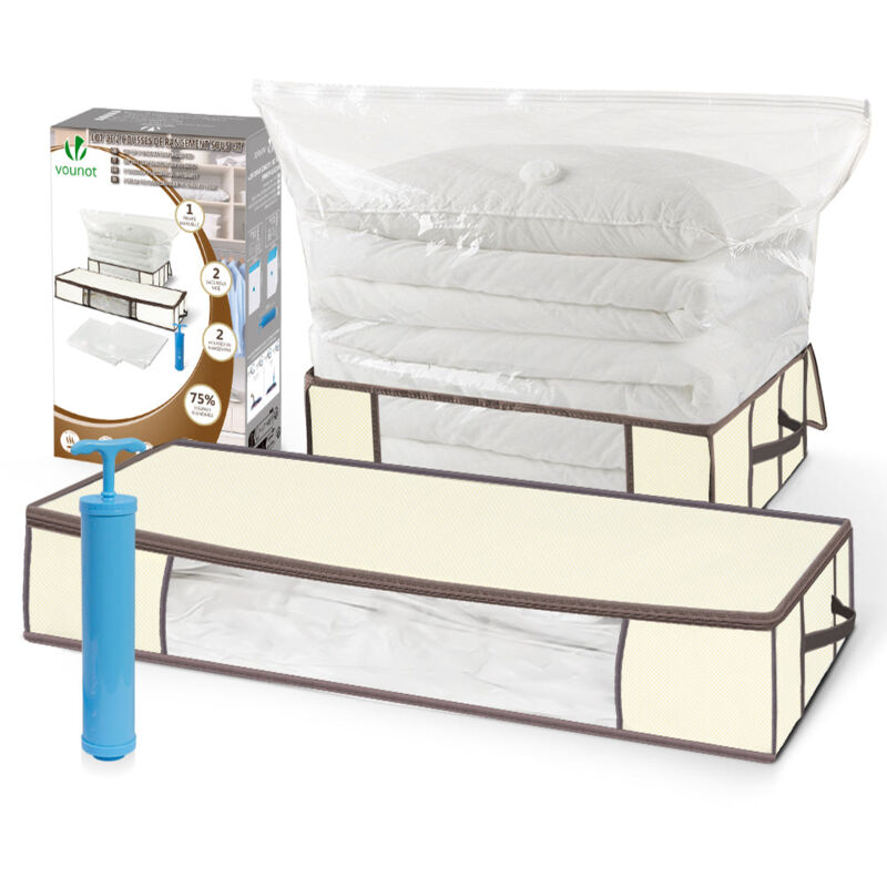 2 Stück Unterbett Aufbewahrungstasche mit Vakuumbeutel – Vounot
