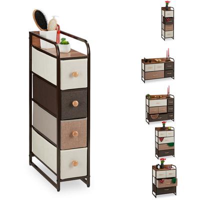 Schubladenschrank, 4 Stoff Fächer, schmal, mit Knauf, Ablage, Nischenschrank hbt 84,5 x 20 x 49,5 Image