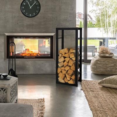 [en.casa] - ML-Design Kaminholzregal rechteckig, 40x100x25 cm, Schwarz, aus Metall, Innen/Außen, Image