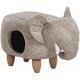 Hocker für Kinder und Tiere Polyester Hellgrau Elefanten-Form Lederoptik mit Höhle Kinderzimmer