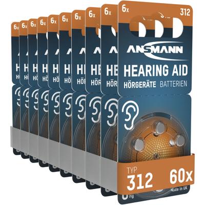 Hörgerätebatterien Typ 312 P312 ZL3 PR41, 60 Stück - Ansmann Image