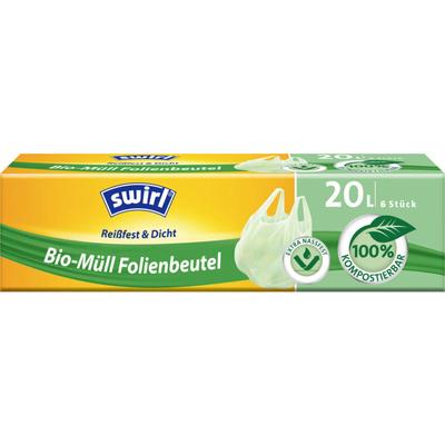 Bio-Müll-Folienbeutel mit Tragegriff 20 l 6 Stück Mülleimer & Abfallbeutel - Swirl