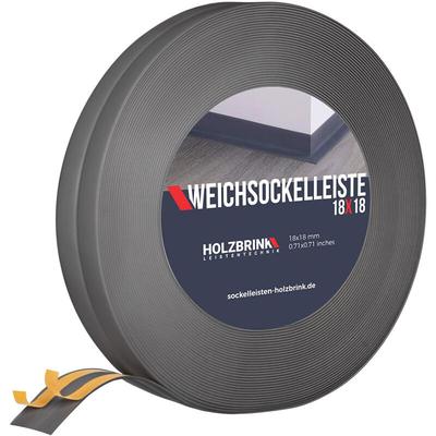 Weichsockelleiste selbstklebend, Dunkelgrau, Knickleiste aus pvc, 18x18mm, 5 Meter - Dunkelgrau