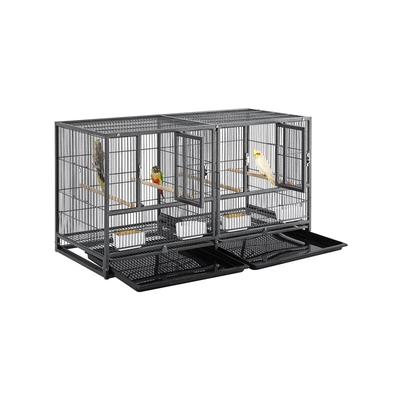 Yaheetech Vogelkäfig Großer Vogelvoliere Papageienkäfig Doppelkäfig Trennwand Trenngitter Image