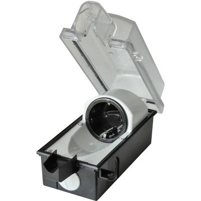 interBär 9015-001.01 Aufputz-Steckdose abschließbar IP44 Schwarz, Transparent