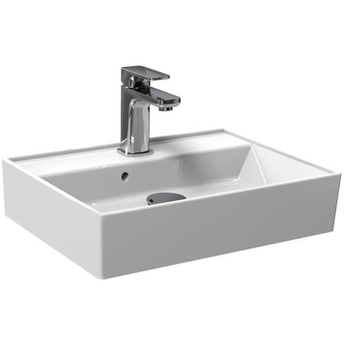 Aqua Bagno Basic Design Waschbecken Plan Aufsatz-Waschbecken Eckig Waschtisch Aufsatzbecken Keramik