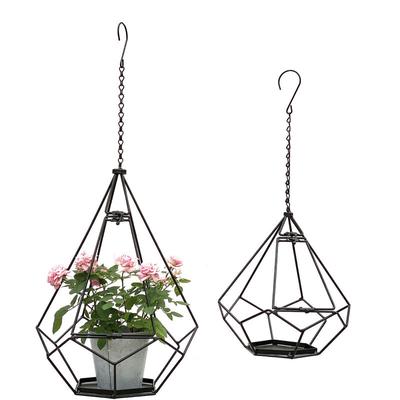 Blumenampel Innen Metall Wand Hängepflanzen 64 cm & 82 cm 96075 2er Set mit Tür 6 Ecken