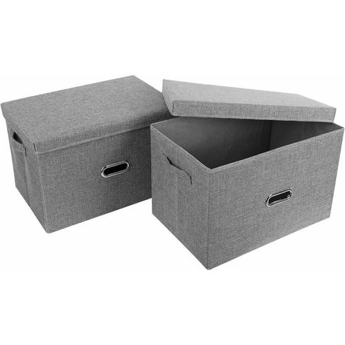 2er Set Aufbewahrungsbox Große Aufbewahrungsboxen mit Deckel Faltbare Aufbewahrungskörbe
