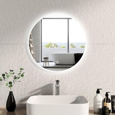 Badspiegel mit Beleuchtung Badezimmerspiegel Wandspiegel, Stil 3, ф50cm, Runder Spiegel mit Touch