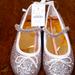 J. Crew Shoes | J Crew Girl's Glitter Mary Jane Ballet Flats | Color: Tan/Cream | Size: K2