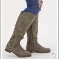 Torrid Shoes | Beige Oiled Suede Buckle Ankle Knee-High Boots Ww | Color: Tan | Size: 7.5