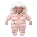 Bestgift Unisex Baby Winter Snowsuit Toddler Hoodied Footie Romper Outwear Coat Pink 18-24 Months