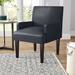 Ebern Designs 23.75" W Reception Chair w/ Wood Frame Wood/Leather in Black | 34 H x 23.75 W x 27.25 D in | Wayfair 49825BCBE3F2462BBAC36C4705BFE4C2