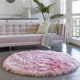 Pink 60 x 2.5 in Area Rug - Everly Quinn Divion Handmade Shag Faux Sheepskin Area Rug/Faux Fur | 60 W x 2.5 D in | Wayfair