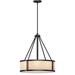 Latitude Run® V4234 4 Light 22" Wide Pendant - Bronze Glass/Fabric in Brown/White | 24.5 H x 22.25 W x 22.25 D in | Wayfair