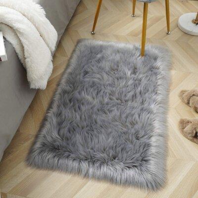 Rectangle Ultra Soft Fluffy Bedroom Rugs Sheepskin Area Rug for Nursery Bedside 