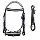 Equipride Bling Crystal Bridle with Leather Anti-Slip Rubber Grip Reins (Brown with White Padded, Pony)