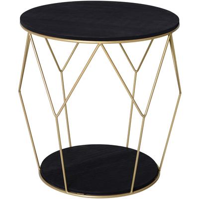 Homcom - Table basse ronde design style art déco Ø 45 x 48H cm MDF noir métal doré