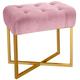 Tabouret pouf rectangle Fauve Velours Rose pied Or - Rose