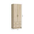 DUAL Armoire chambre adulte classique decor chene brosse - L 61 cm