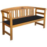 vidaXL Patio Bench with Cushion 61.8" Solid Acacia Wood - 61.8" x 17.7" x 32.4"