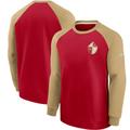 Men's Nike Scarlet/Gold San Francisco 49ers Historic Raglan Crew Performance Sweater