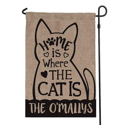 Custom Personalization Solutions Home Is Where The Cat Personalized Garden Flag
