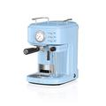 Swan Retro One Touch SK22150BLN Express Halbautomatisch Kaffeemaschine, Espresso und Cappucino, 15 Bar, 0,5L Tank mit Milchaufschäumer, 1,7L, Großer oder kleiner Tasse, Vintage Design, Blau, 1200W