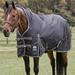 SmartPak Deluxe High Neck Turnout Blanket with Earth Friendly Fabric - 87 - Med/Lite (100g) - Black w/ Grey Trim & White Piping - Smartpak