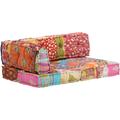 Coussins canapé de sol poufs modulaire chaise longue 2 places en tissu Patchwork - or