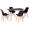 Happy Garden - Ensemble table rectangulaire 120cm pia et 4 chaises nora noir - black