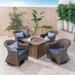 Big Sur Outdoor 4-Seater Wicker Swivel Chairs with Fire Pit Set (Set of 4) by Christopher Knight Home