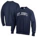 Men's Champion Navy St. John's Red Storm Reverse Weave Fleece Crewneck Sweatshirt