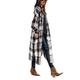 Frobukio Womens Casual Plaid Wool Blend Overcoat Button Down Long Sleeve Shirt Jacket Shackets (Black, M)