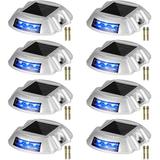 VEVOR White Solar Driveway Lights 8-Pack Solar Dock Lights LED Pathway Lights W/Switch Button Aluminium/Metal in Gray | 1 H x 3.5 W x 4 D in | Wayfair