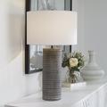 Uttermost Monolith Gray Table Lamp Ceramic/Linen/Metal in Gray/White | 28.5 H x 16 W x 16 D in | Wayfair 29994
