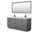 Wyndham Collection Miranda 72 Inch Double Bathroom Vanity In White, White Carrara Marble Countertop, Undermount Square Sinks, Matte Black Trim | Wayfair