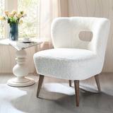 Side Chair - Mercury Row® Teen Corinne Wooden Upholstered Side Chair w/ Cutout Back Polyester in White | 30.3 H x 25.6 W x 26.8 D in | Wayfair