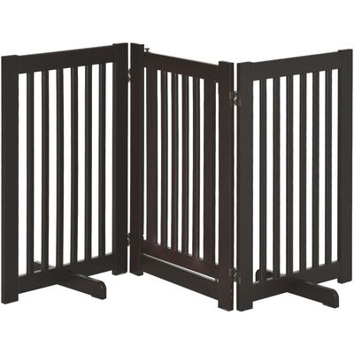 Pawhut - Absperrgitter für Hunde Schutzgitter Hundegitter Türschutzgitter Dunkelbraun 155 x 1,5 x