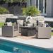 Puerta Outdoor 4-piece Wicker Swivel Chair Set with Square Firepit by Christopher Knight Home