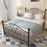 Metal bed frame platform with headboard and footboard, heavy duty and quick assembly, Queen black