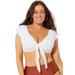 Plus Size Women's Tie Front Cup Sized Cap Sleeve Underwire Bikini Top by Swimsuits For All in White (Size 18 G/H)