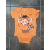 Disney One Pieces | Disney Lion King Pumba Onesie Orange Jumpsuit 0-3 Months Infant Baby Bodysuit Br | Color: Orange | Size: 0-3