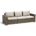 Allibert by Keter Gartenlounge Sofa California 3-Sitzer, cappuccino/sand, inkl. Sitz- und Rückenkissen, Kunststoff, runde Rattanoptik, 199 x 68 x 72 cm